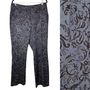 Classiques Entiler Flocked Trousers Broquade Slacks Dress Pants Sz 14 Blue Black